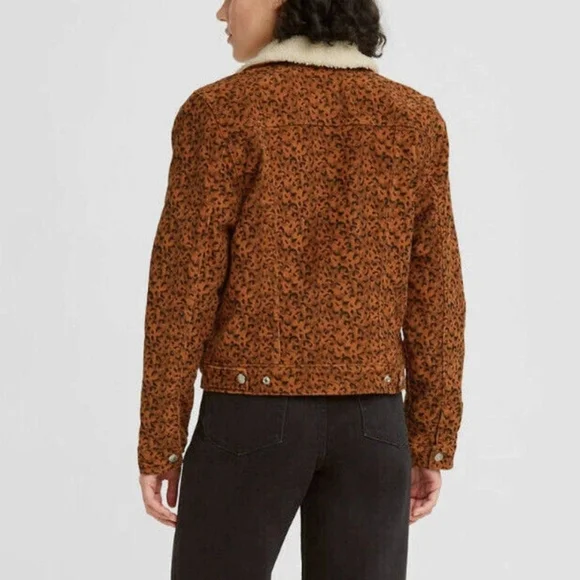 Levi's Women's Corduroy Brown Leopard Print Jacket - Picture 2 of 12